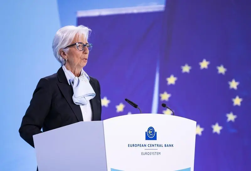 FRANKFURT, April 11, 2024  -- European Central Bank (ECB) President Christine Lagarde attends a press conference at the ECB headquarters in Frankfurt, Germany, April 11 2024. The European Central Bank (ECB) on Thursday decided to leave key interest rates unchanged after its regular rate-setting meeting here.,Image: 864077383, License: Rights-managed, Restrictions: , Model Release: no, Credit line: Zhang Fan / Xinhua News / ContactoPhoto
