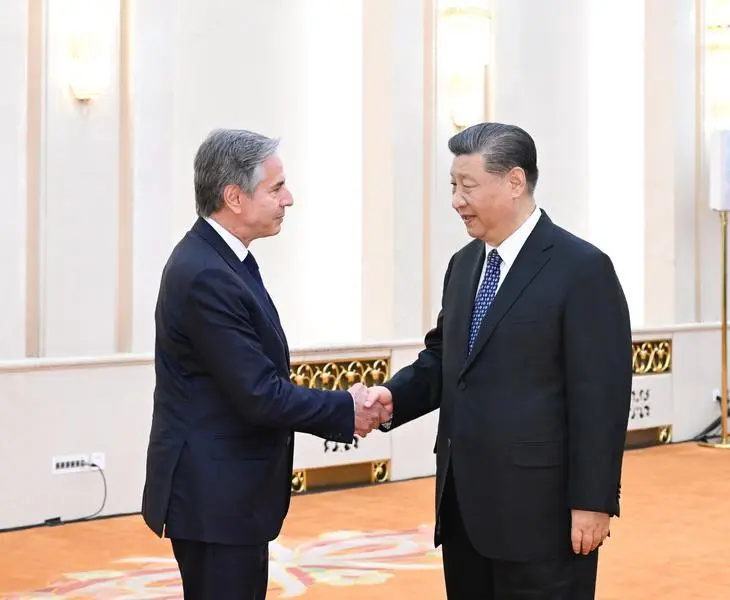 26 abril 2024 Pekín. Presidente Xi Jinping con secretario de Estado de Estados Unidos, Antony Blinken.