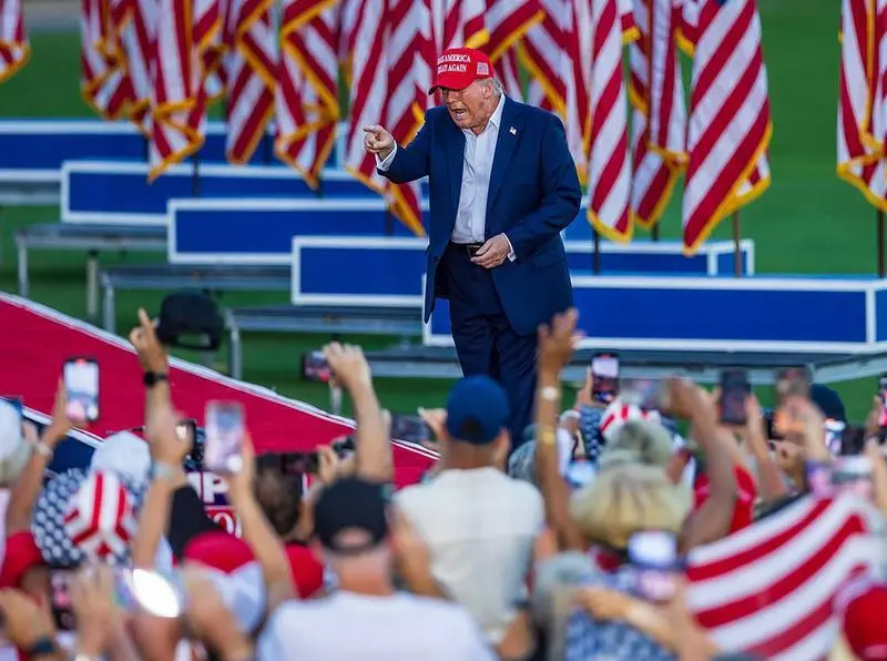 July 9, 2024: Former President Donald Trump arrives to the stage during a rally at the Trump National Doral Miami, in Doral, Florida, on Tuesday, July 9, 2024.
Europa Press/Contacto/Pedro Portal
09/7/2024