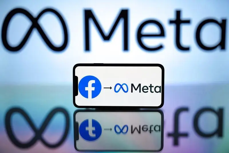 April 27, 2024, India: In this photo illustration, the Facebook and Meta logo is seen displayed on a mobile phone screen with Meta logo in the background.,Image: 868326660, License: Rights-managed, Restrictions: , Model Release: no, Credit line: Idrees Abbas / Zuma Press / ContactoPhoto