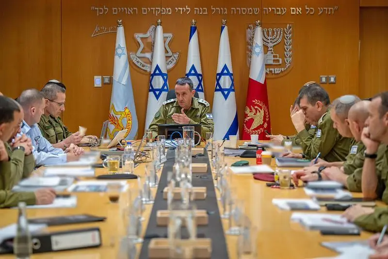 April 14, 2024, Israel: Israel Defense Forces (IDF) Chief of the General Staff, LTG HERZI HALEVI, meets with his military commanders on Sunday. Halevi, in a statement Monday from the Nevatim Airbase, said the Iranian missile and drone attack on Israel 'will be met with a response.',Image: 865135874, License: Rights-managed, Restrictions: , Model Release: no, Pictured: Halevi Herzi, Credit line: Israel Defense Forces / Zuma Press / ContactoPhoto