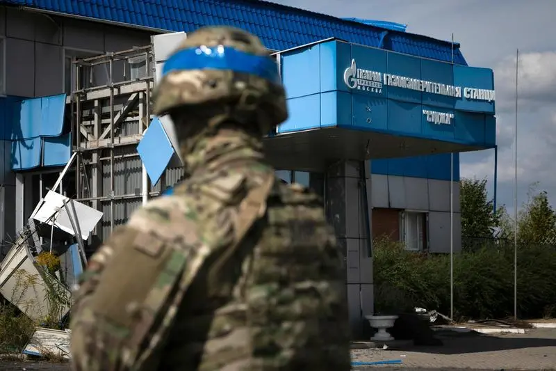 August 16, 2024, Sudzha, Kursk Oblast, Russia: KURSK OBLAST, RUSSIA - AUGUST 16, 2024 - A Ukrainian soldier stands near the Sudzha gas metering station damaged by hostilities, Kursk Oblast, Russia.,Image: 899440049, License: Rights-managed, Restrictions: , Model Release: no, Credit line: Kirill Chubotin / Zuma Press / ContactoPhoto