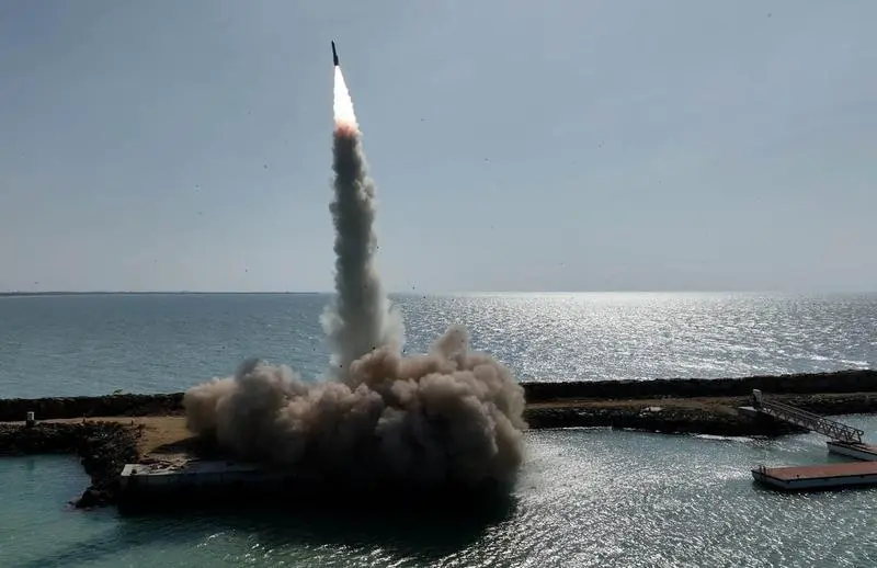 January 19, 2024, Undisclosed, Persian Gulf, Iran: A missile being launched during a military drill at an undisclosed location in the Persian Gulf, southern Iran.,Image: 838822104, License: Rights-managed, Restrictions: , Model Release: no, Credit line: Iranian Army Office / Zuma Press / ContactoPhoto