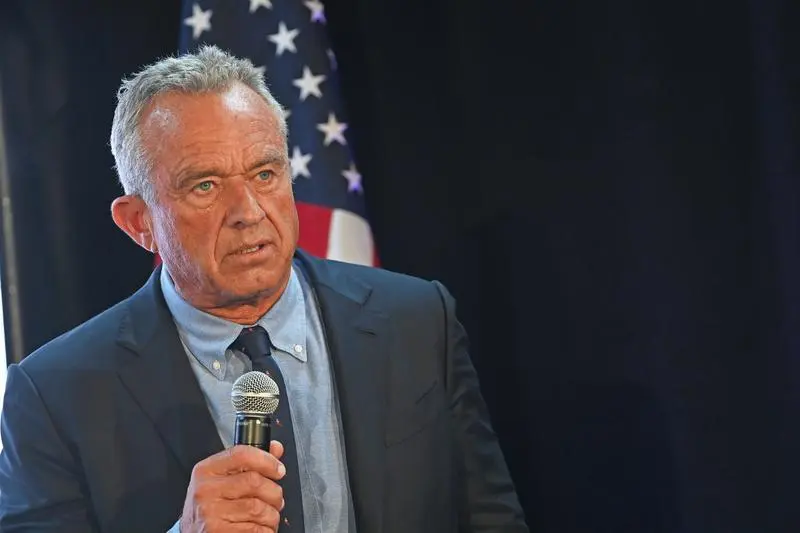 May 1, 2024, New York, New York, USA: RFK Jr. COMES OUT SWING: American politician, environmental lawyer, anti-vaccine activist, and conspiracy theorist ROBERT F. KENNEDY JR., 70, microphone in hand, paces the stage li9kea caged tiger. The 'We The People' Party candidate, 'challenges Biden to drop out, insisting he has better shot of defeating Trump.' Then responding to attacks he’s a spoiler for Trump, said would be happy to make a similar appeal to the former president as well, but Trump is not a spoiler because he can actually win.' The presentation responds to attacks from both parties about his ability to swing the general election. Kennedy has undergone a barrage from Trump in particular in recently, former president saying on social media that supporting Kennedy amounted to a “wasted vote.” Democrats have not been shy about their critiques of Kennedy either.,Image: 869489432, License: Rights-managed, Restrictions: , Model Release: no, Pictured: Kennedy Jr. Robert F., Credit line: Andrea Renault / Zuma Press / ContactoPhoto
