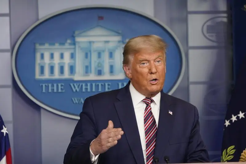 November 5, 2020, Washington, District of Columbia, USA: United States President DONALD TRUMP holds a briefing in the Brady Briefing Room at the White House. Trump ends his briefing by saying that both he and Biden can call the states 'but ultimately I feel that judges will have to rule'.,Image: 567615805, License: Rights-managed, Restrictions: , Model Release: no, Pictured: Trump Donald, Credit line: Chris Kleponis / Zuma Press / ContactoPhoto