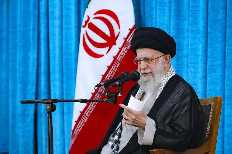 June 3, 2024, Tehran, Iran: Iranian Supreme Leader Ayatollah ALI KHAMENEI speaks during a ceremony marking the 35th death anniversary of the Islamic Republic's founder Ayatollah Ruhollah Khomeini, at his mausoleum just outside Tehran.,Image: 878615289, License: Rights-managed, Restrictions: , Model Release: no, Credit line: Iranian Supreme Leader'S Office / Zuma Press / ContactoPhoto