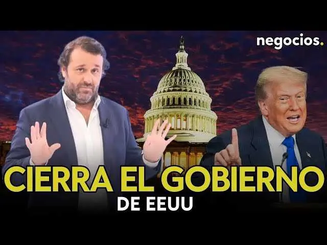 Captura del video de Negocios TV mostrando una tensión política en la Casa Blanca, con elementos visuales que reflejan la incertidumbre económica<br>                        <br>                        <br>                        <br>                      