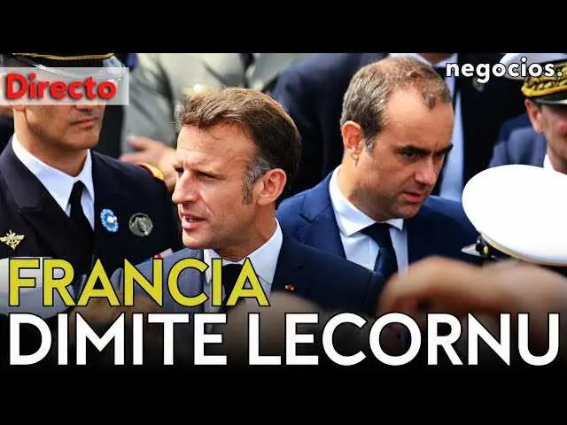 Fotografía de Sébastien Lecornu en el momento de su dimisión, con símbolos de la política francesa y una expresión de tensión en su rostro<br>                        <br>                        <br>                        <br>                      
