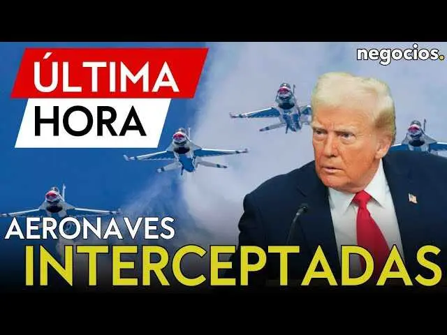 Imagen de aviones de combate en plena interceptación aérea durante la visita de Trump en Norfolk<br>                        <br>                        <br>                        <br>                      