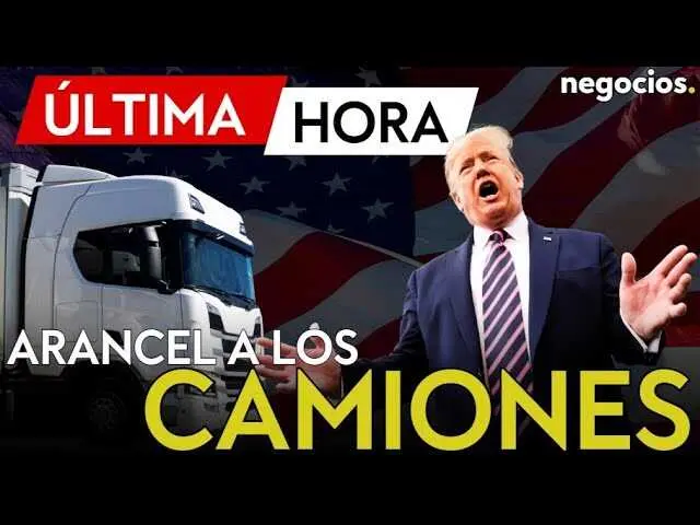 Un camión de carga en un puerto estadounidense, representando la importación y exportación de vehículos comerciales en medio de la polémica arancelaria de Trump.<br>                        <br>                        <br>                        <br>                      