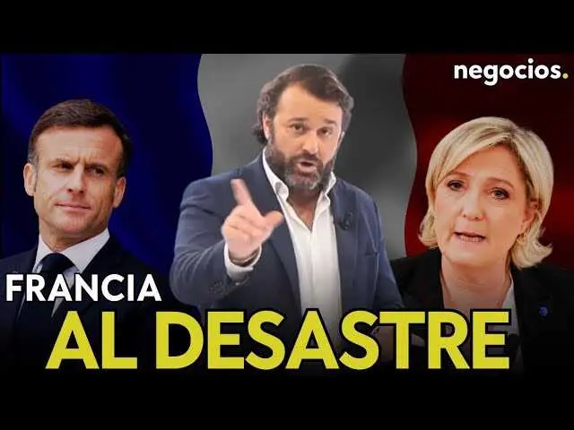 Fotografía de Emmanuel Macron durante un discurso, con la bandera francesa de fondo, capturando la tensión política actual en el país.<br>                        <br>                        <br>                        <br>                      