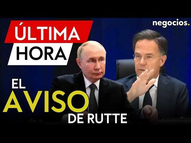 Mark Rutte en conferencia de prensa, con gráficos de defensa y referencias a la OTAN de fondo.<br>                        <br>                        <br>                        <br>                      