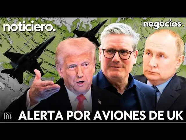 Imagen ilustrativa de aviones militares sobre un paisaje urbano, representando la tensión aérea entre Rusia y Reino Unido.<br>                        <br>                        <br>                        <br>                      