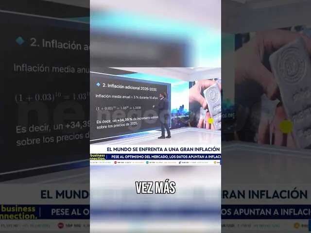 Gráfico de fluctuaciones económicas superpuesto a imágenes de mercados bursátiles, metales preciosos y símbolos de monedas digitales.<br>                        <br>                        <br>                        <br>                      