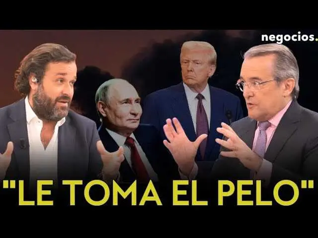 Miguel Ángel Temprano comentando la situación en Ucrania durante entrevista para Negocios TV, con fondo de mapas geopolíticos.<br>                        <br>                        <br>                        <br>                      