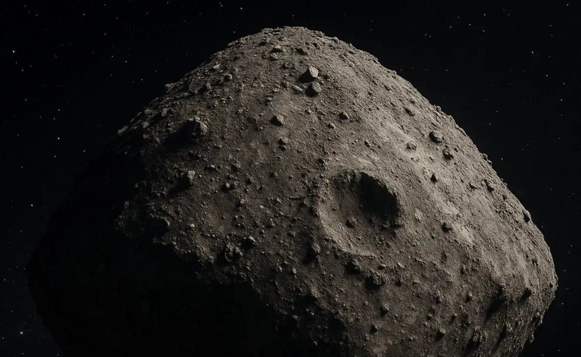 Recreación por IA de cómo sería el asteroide Bennu