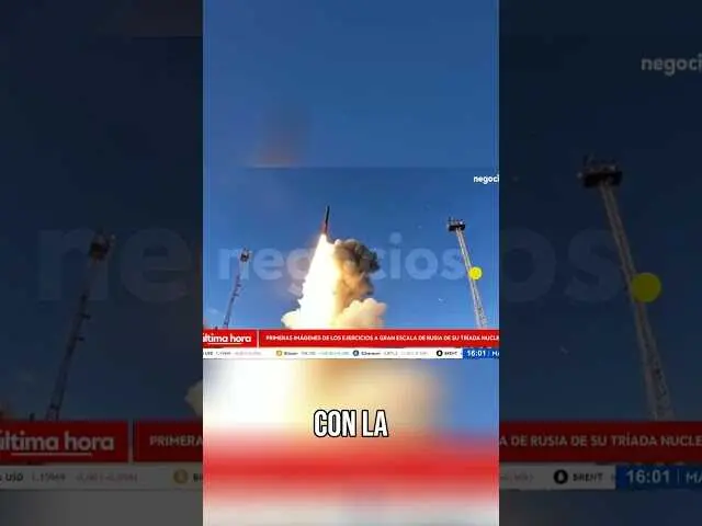Imagen que muestra la miniatura del vídeo donde se anuncia el ejercicio nuclear a gran escala liderado por Putin en Rusia.<br>                        <br>                        <br>                        <br>                      