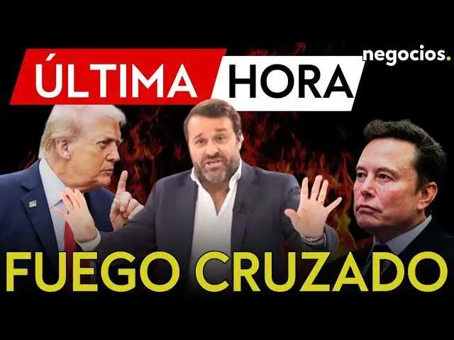 El presidente Donald Trump durante una rueda de prensa, con imagen en miniatura de Elon Musk en un vídeo de Negocios TV.<br>                        <br>                        <br>                        <br>                      