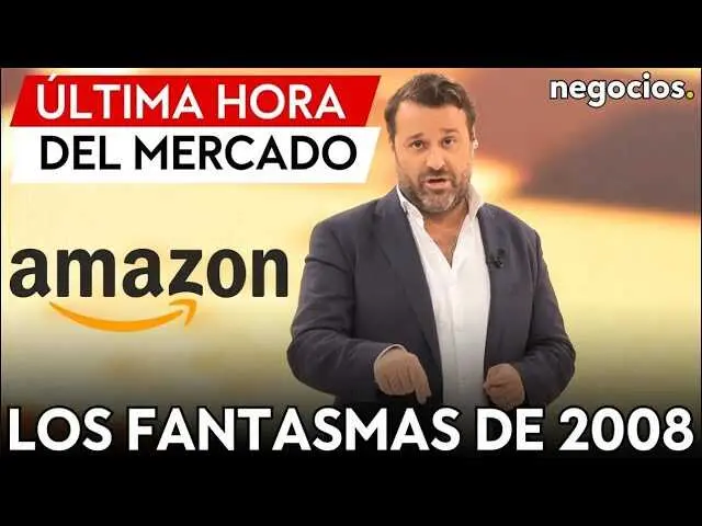 Gráfico de mercados con el repunte del oro, sobrepuesto a imagen de robots de almacén en instalaciones de Amazon.<br>                        <br>                        <br>                        <br>                      