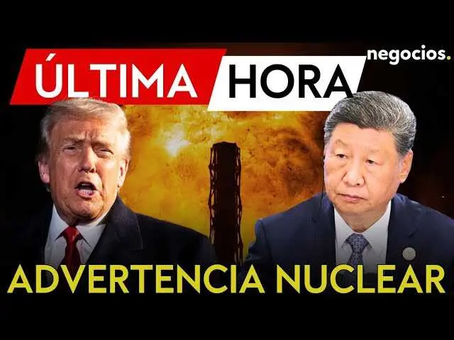 Captura del vídeo donde se explica la advertencia nuclear de China hacia Estados Unidos, con el logo de Negocios TV y fondo de la ciudad de Pekín.<br>                        <br>                        <br>                        <br>                      
