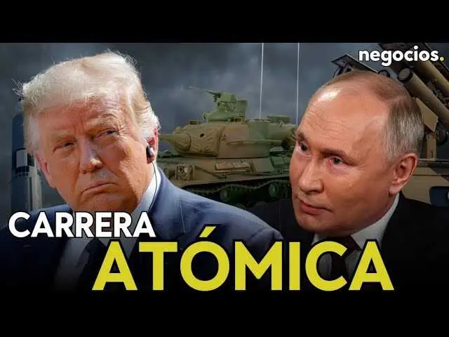 Imagen del vídeo '¿Quién tiene más armas nucleares hoy?' con Rusia y Estados Unidos representados en mapas estratégicos y símbolos atómicos.<br>                        <br>                        <br>                        <br>                      