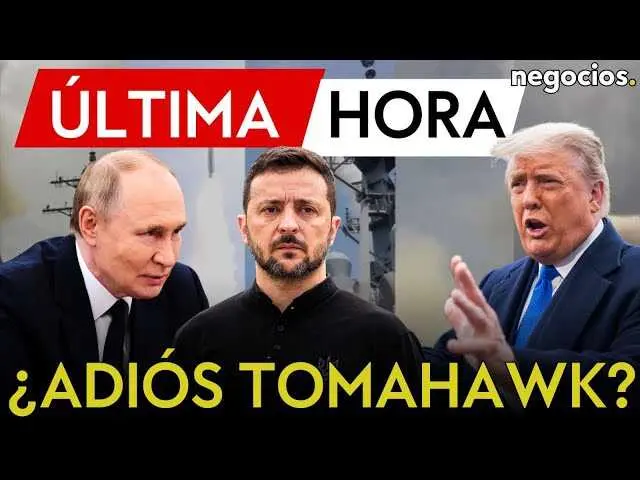 Captura del vídeo de Negocios TV que muestra el titular sobre la decisión de Trump sobre el envío de misiles Tomahawk a Ucrania.<br>                        <br>                        <br>                        <br>                      