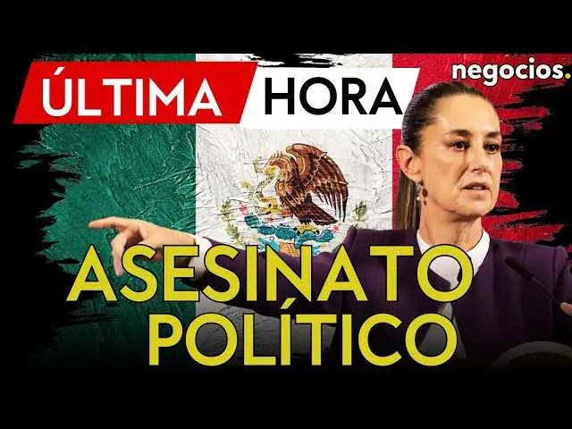 Imagen del canal Negocios TV con el titular relacionado al asesinato del alcalde de Uruapan y la respuesta de Claudia Sheinbaum<br>                        <br>                        <br>                        <br>                      