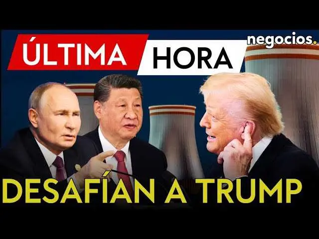 Imagen representativa de cooperación nuclear entre Rusia y China con la silueta de una central nuclear al atardecer.<br>                        <br>                        <br>                        <br>                      