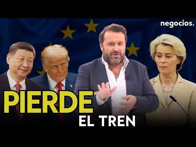 Gráfico representativo de monedas digitales con banderas de la Unión Europea, EE.UU. y China, ilustrando la competencia mundial en divisas digitales.<br>                        <br>                        <br>                        <br>                      