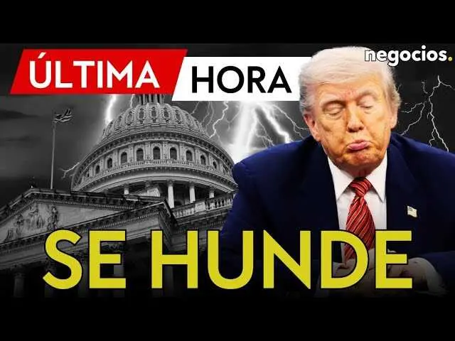 Retrato de Donald Trump con gesto serio, acompañado por gráficos que indican porcentaje de desaprobación en Estados Unidos.<br>                        <br>                        <br>                        <br>                      