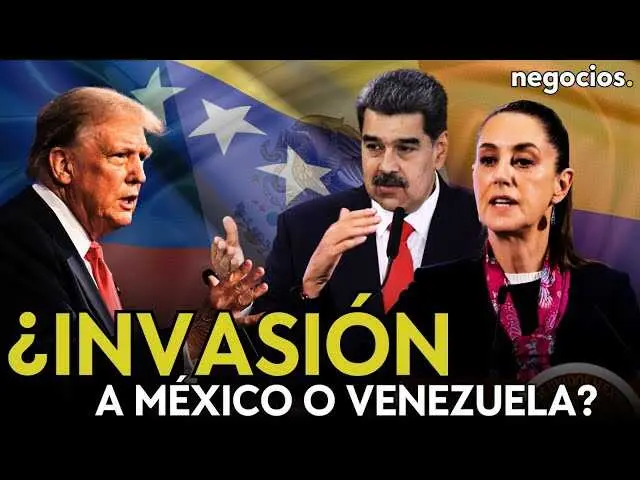 Captura de pantalla del vídeo en Negocios TV que analiza las declaraciones de Donald Trump sobre México y Venezuela.<br>                        <br>                        <br>                        <br>                      