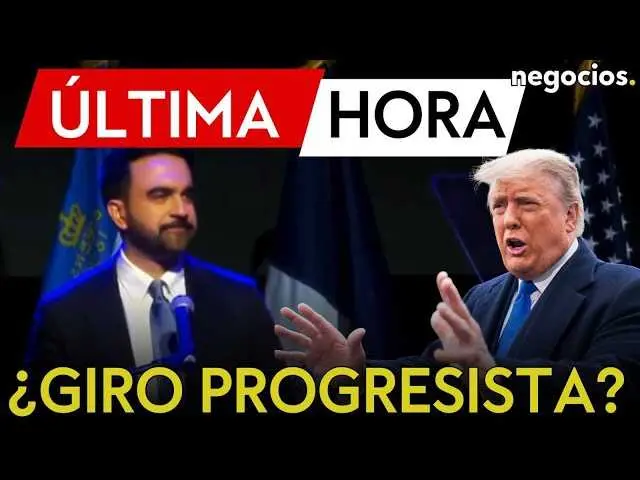 Zohran Mamdani celebrando victorioso tras ganar las elecciones a la alcaldía de Nueva York, con fondo de la ciudad y celebración popular.<br>                        <br>                        <br>                        <br>                      