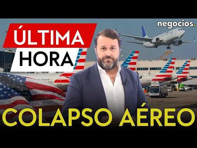 Vista aérea de un aeropuerto estadounidense congestinado con varias aeronaves en plataforma durante el caos por el shutdown<br>                        <br>                        <br>                        <br>                      