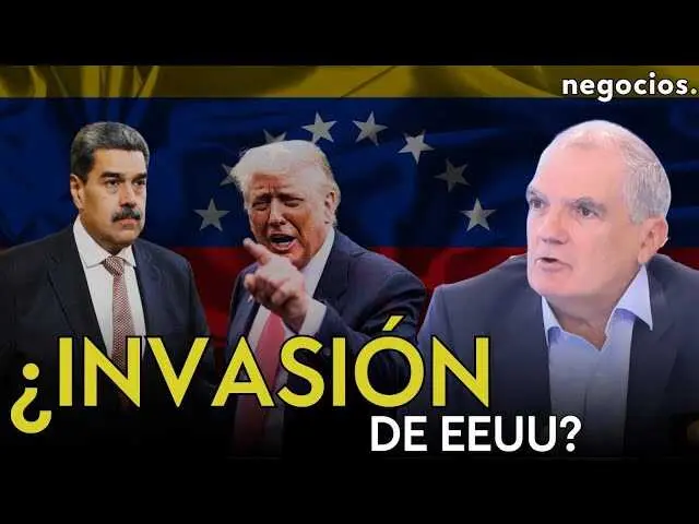 Adrián Zelaia durante la entrevista en Negocios TV con gráficos de apoyo sobre la geopolítica internacional y desafíos militares.<br>                        <br>                        <br>                        <br>                      