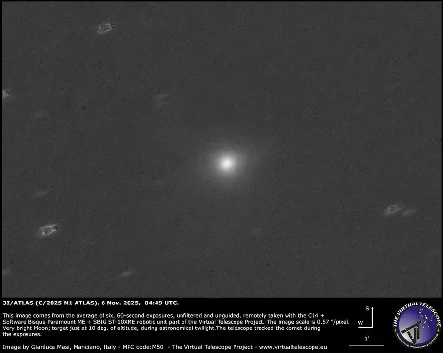 The interstellar comet 3I/ATLAS, imaged on 6 Nov. 2025.