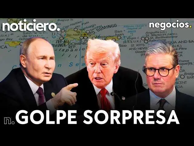 Captura del vídeo que muestra las banderas de Reino Unido, Estados Unidos, Rusia y China junto al mapa del Caribe y América Latina, simbolizando la compleja red de tensiones internacionales.<br>                        <br>                        <br>                        <br>                      