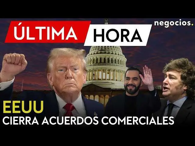 Miniatura del vídeo donde se anuncia la firma de acuerdos comerciales de Estados Unidos con países latinoamericanos, mostrando banderas de varios países en contexto económico.<br>                        <br>                        <br>                        <br>                      