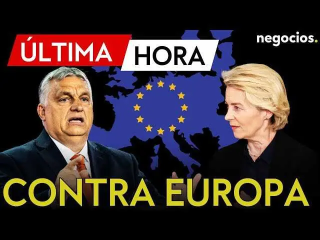 Viktor Orbán durante una conferencia de prensa, con gesto serio y micrófonos frente a él, símbolo de la fuerte polémica desatada en Europa.<br>                        <br>                        <br>                        <br>                      