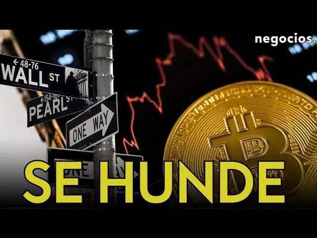 Gráfico representativo de la caída abrupta del valor de Bitcoin junto a elementos visuales que aluden a la Fed, ballenas financieras y tecnologías de inteligencia artificial.<br>                        <br>                        <br>                        <br>                      