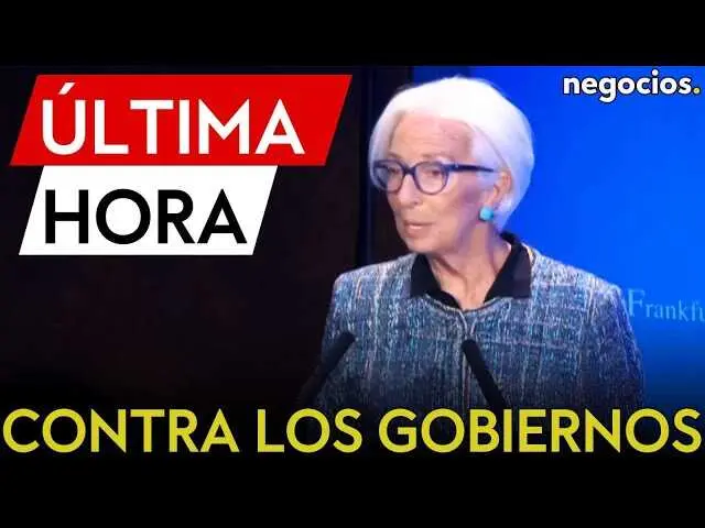 Christine Lagarde durante su intervención, instando a la Unión Europea a actuar con urgencia para evitar una crisis económica.<br>                        <br>                        <br>                        <br>                      