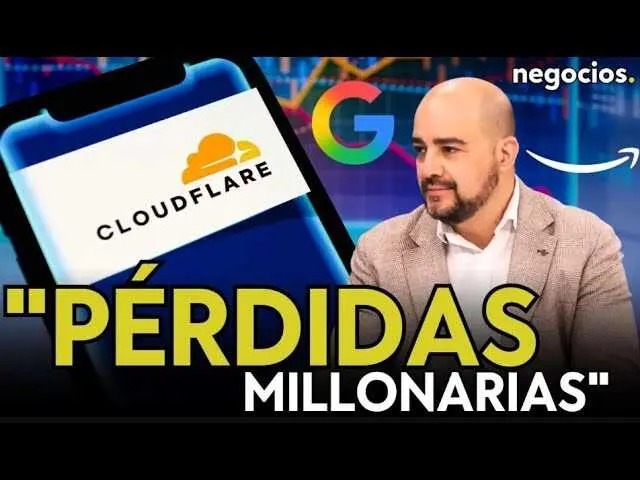 Captura del vídeo de Negocios TV con gráfico explicativo del fallo masivo en Cloudflare que afectó servicios clave de internet.<br>                        <br>                        <br>                        <br>                      