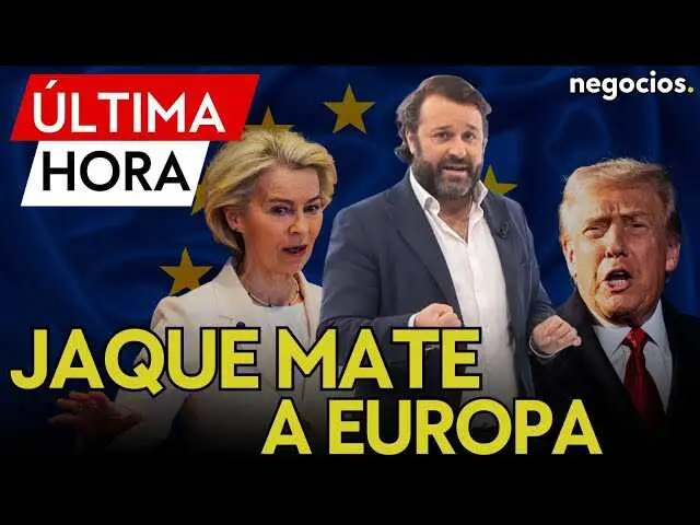 Donald Trump hablando en conferencia, con fondo que evoca temas geopolíticos y bandera de Estados Unidos.<br>                        <br>                        <br>                        <br>                      