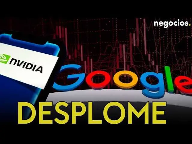 Gráfico que muestra la caída en el valor de mercado de Nvidia frente al avance de Google con su nuevo modelo Gemini 3<br>                        <br>                        <br>                        <br>                      