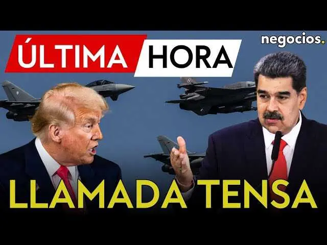 Thumbnail del vídeo donde se observa la fotografía de Donald Trump y Nicolás Maduro acompañada de gráficos alusivos a la tensión geopolítica y el cierre del espacio aéreo venezolano.<br>                        <br>                        <br>                        <br>                      