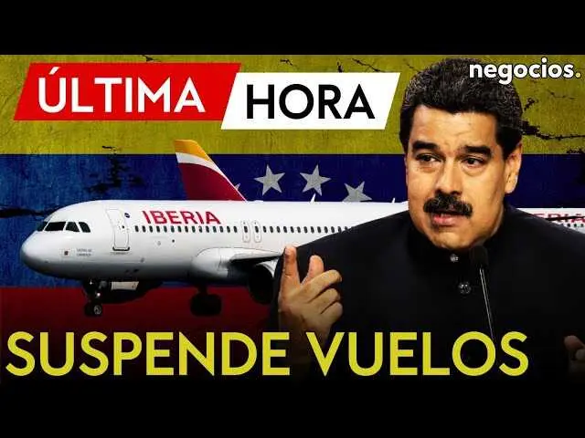Captura del vídeo oficial de Negocios TV donde se anuncia la suspensión de vuelos de Iberia a Venezuela.<br>                        <br>                        <br>                        <br>                      