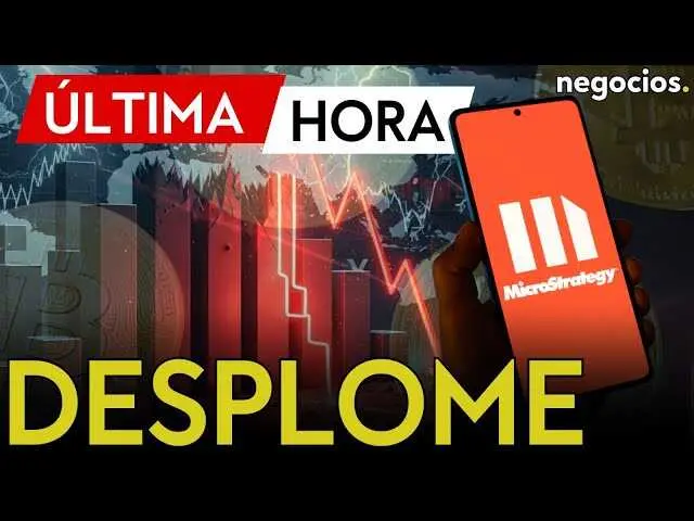 Gráfico que muestra la caída porcentual de las acciones de MicroStrategy en paralelo con la bajada en el precio de Bitcoin.<br>                        <br>                        <br>                        <br>                      