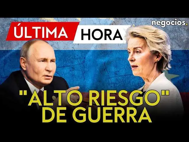 Gráfico que muestra estadísticas de percepción de riesgo de guerra en países europeos, con imagen de bandera rusa y europea difuminadas en el fondo.<br>                        <br>                        <br>                        <br>                      