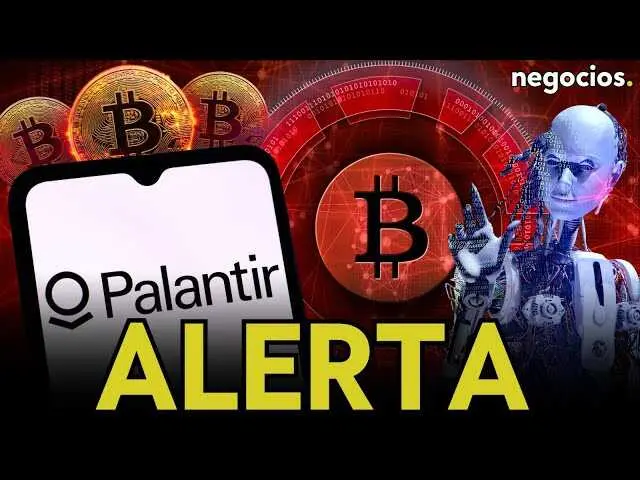 Michael Burry hablando en evento financiero con gráficos de inteligencia artificial y criptomonedas de fondo.<br>                        <br>                        <br>                        <br>                      