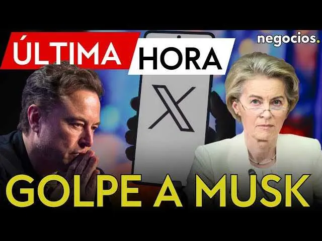 Imagen de la plataforma X en la pantalla de un dispositivo móvil, ilustrando la multa impuesta por la Unión Europea.<br>                        <br>                        <br>                        <br>                      