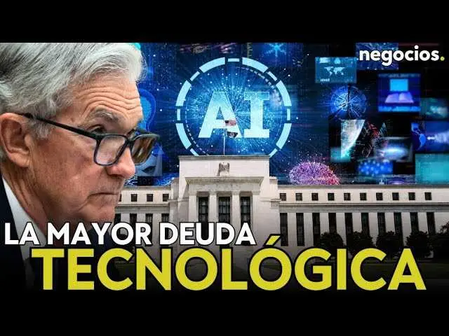 Gráfica de Wall Street y tecnología digital representando la interacción entre finanzas y la inteligencia artificial.<br>                        <br>                        <br>                        <br>                      